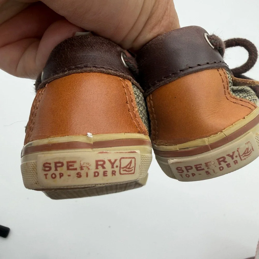 Sperry Bluefish Prewalker Kids Size 2M‎ Brown Leather Boat Shoes PB31924